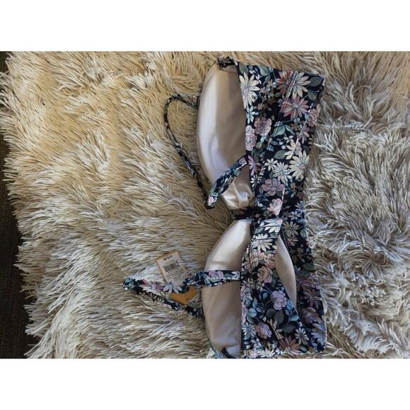Kona Sol Bikini Top Multi color Floral Keyhole Front Padded Size XL 16-18 New - Picture 8 of 12